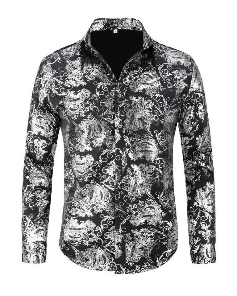 Allthemen Langarmhemd Herren Jacquard Oberteile glitzes Freizeithemd für Hochzeit Allthemen Langarmhemd Herren Jacquard Oberteile glitzes Freizeithemd für Hochzeit von Allthemen