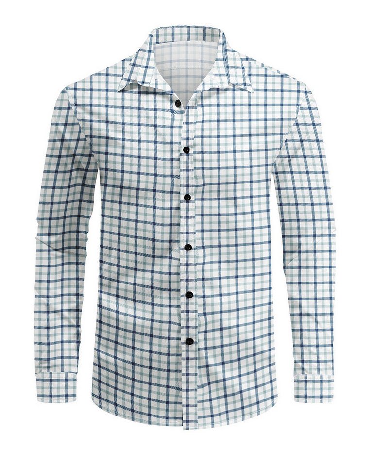 Allthemen Langarmhemd mit Karo Muster Hemd lässiges Herrenhemd Regular Fit von Allthemen
