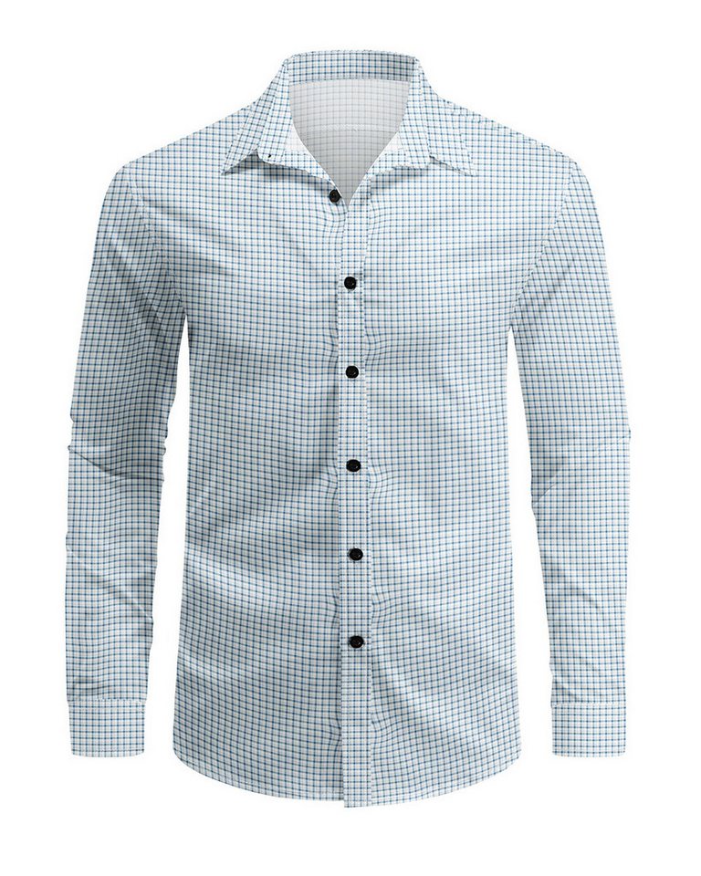 Allthemen Langarmhemd mit Karo Muster Hemd lässiges Herrenhemd Regular Fit von Allthemen
