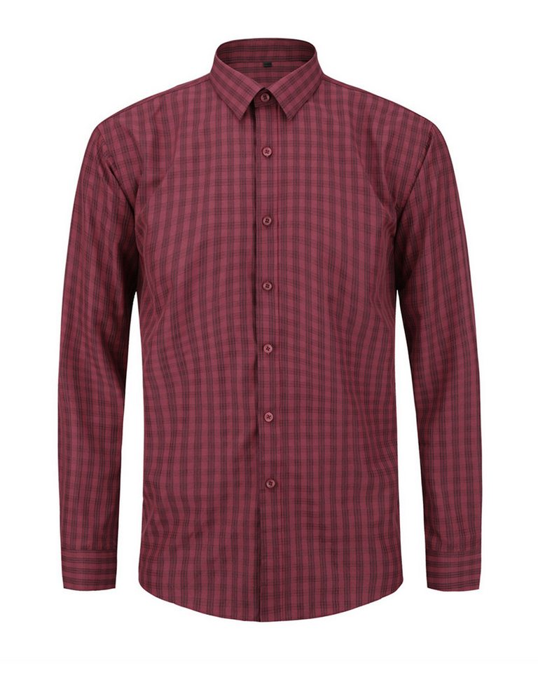 Allthemen Langarmhemd mit Karomuster modisches Freizeithemd Regular Fit von Allthemen