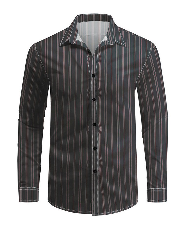 Allthemen Langarmhemd mit mehrfarbigen Blockstreifen Herren Freizeitshemd Regular Fit von Allthemen
