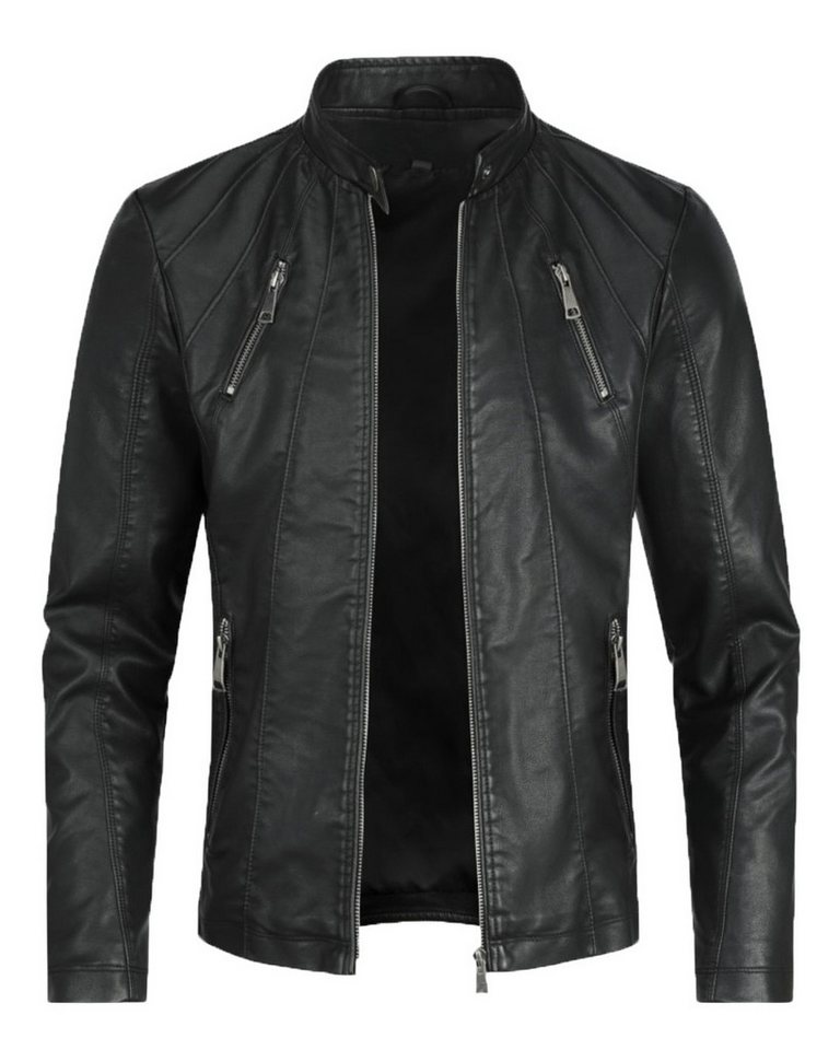 Allthemen Lederjacke Herren Bikerjacke aus Kunstleder von Allthemen