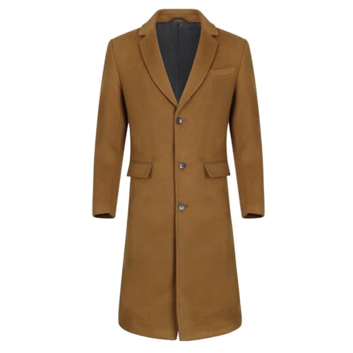 Allthemen Mantel Herren Knielang Wintermantel Wollmantel Winter Herrenmantel Slim Fit Umlegekragen Mäntel Business Braun XXL von Allthemen