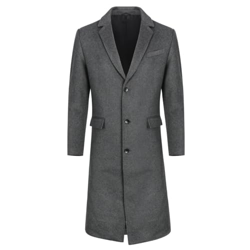 Allthemen Mantel Herren Knielang Wintermantel Wollmantel Winter Herrenmantel Slim Fit Umlegekragen Mäntel Business Grau XS Allthemen Mantel Herren Knielang Wintermantel Wollmantel Winter Herrenmantel Slim Fit Umlegekragen Mäntel Business Grau XS von Allthemen