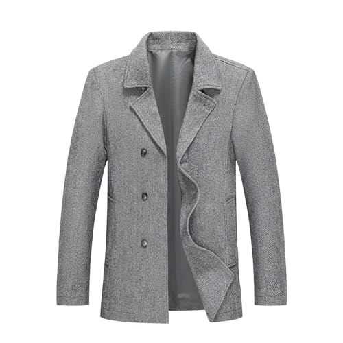 Allthemen Mantel Jacke Herren Lang Slim Fit Winter Wollmantel herren Dicker Übergangsmantel Grau M von Allthemen