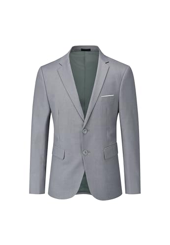 Allthemen Sakko Herren Slim Fit Anzugjacke Business Blazer 2 Knöpfe Sakko Hochzeit Freizeit Hellgrau L von Allthemen