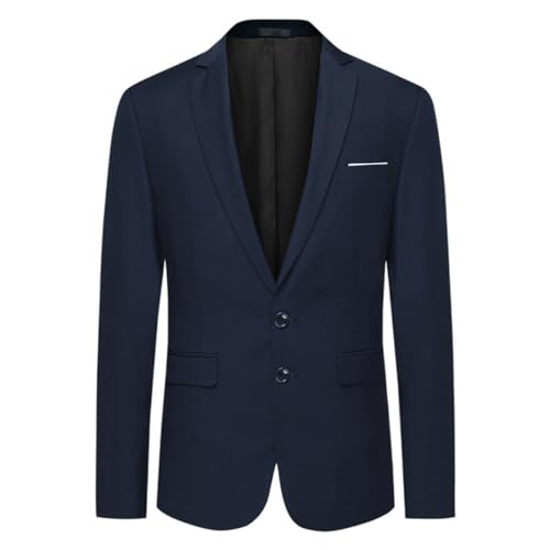 Allthemen Herren Sakko Slim Fit Anzugjacke Business Blazer 2 Knöpfe Sakko für Hochzeit Freizeit Dunkelblau XS von Allthemen