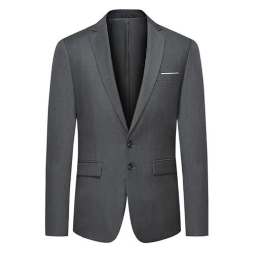 Allthemen Herren Sakko Slim Fit Anzugjacke Business Blazer 2 Knöpfe Sakko für Hochzeit Freizeit Dunkelgrau XXL von Allthemen
