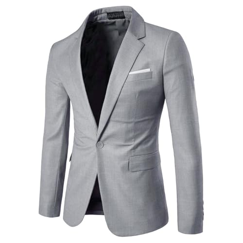 Allthemen Sakko Herren Slim Fit Anzugjacke EIN Knopf Sakko Business Hellgrau M von Allthemen