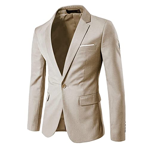 Allthemen Sakko Herren Slim Fit Anzugjacke EIN Knopf Sakko für Business Beige1 M von Allthemen