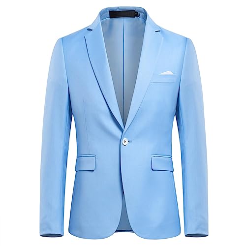 Allthemen Sakko Herren Slim Fit EIN Knopf Anzugjacke Herren Blazer für Business Hochzeit Freizeit Blau 3 XL von Allthemen