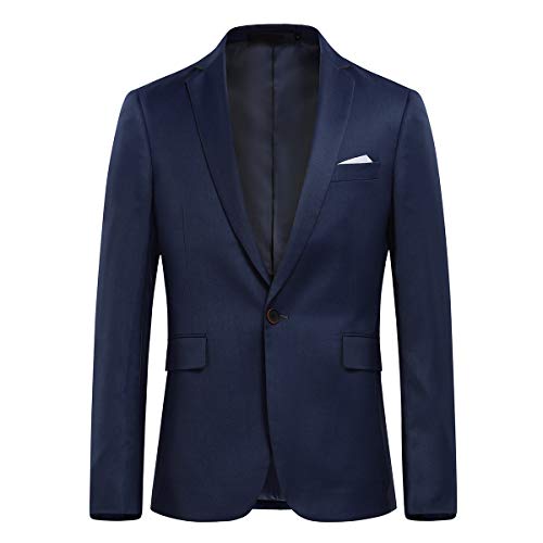 Allthemen Sakko Herren Slim Fit EIN Knopf Anzugjacke Herren Blazer für Business Hochzeit Freizeit Dunkelblau L von Allthemen