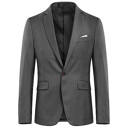 Allthemen Sakko Herren Slim Fit EIN Knopf Anzugjacke Herren Blazer für Business Hochzeit Freizeit Grau 3XL von Allthemen