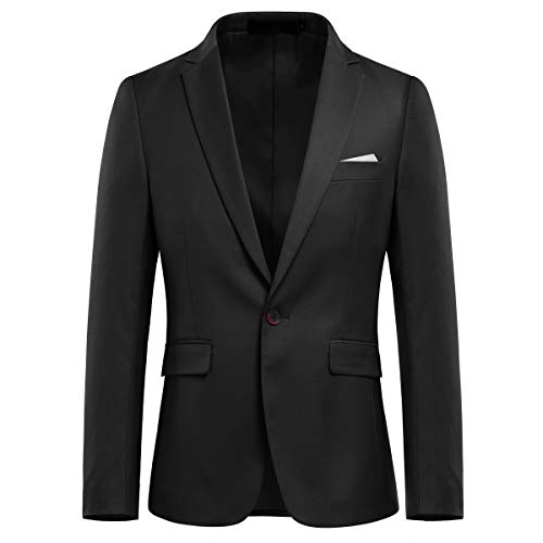 Allthemen Sakko Herren Slim Fit EIN Knopf Anzugjacke Herren Blazer für Business Hochzeit Freizeit Schwarz L von Allthemen