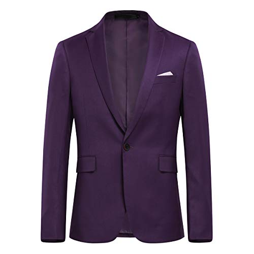 Allthemen Sakko Herren Slim Fit EIN Knopf Anzugjacke Herren Blazer für Business Hochzeit Freizeit Violett S von Allthemen