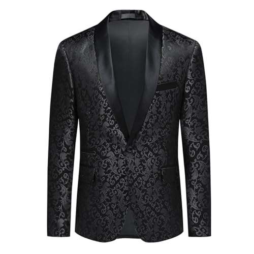 Allthemen Herren Sakko Slim Fit Jacquard Blazer Glitzer Bunte Sakko Casual Smokingjacke Anzugjacke für Hochzeit Schwarz XL Allthemen Herren Sakko Slim Fit Jacquard Blazer Glitzer Bunte Sakko Casual Smokingjacke Anzugjacke für Hochzeit Schwarz XL von Allthemen