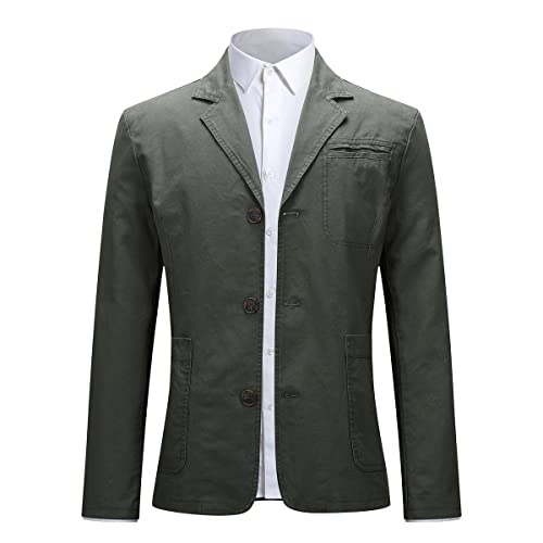 Allthemen Sakko Herren Slim Fit Sportjacke Männer Casual Blazer Freizeit Jackett Used Look Dunkelgrün M von Allthemen