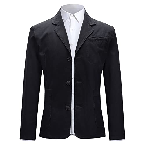 Allthemen Sakko Herren Slim Fit Sportjacke Männer Casual Blazer Freizeit Jackett Used Look Schwarz L von Allthemen