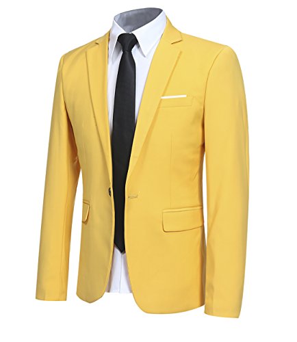 Allthemen Sakko Herren Slim Fit Sportlich Anzugjacke Herren Blazer Business Hochzeit Freizeit Gold XXL von Allthemen