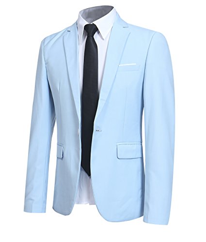 Allthemen Sakko Herren Slim Fit Sportlich Anzugjacke Herren Blazer Business Hochzeit Freizeit Hellblau 3XL von Allthemen