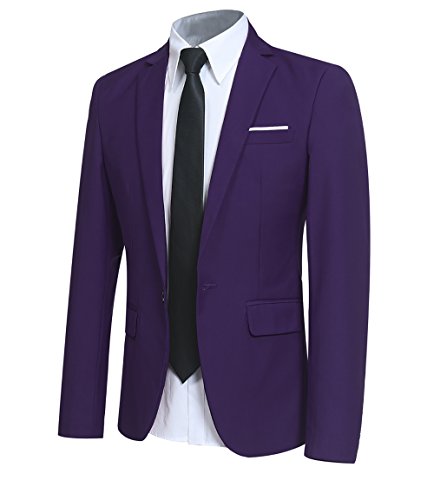 Allthemen Sakko Herren Slim Fit Sportlich Anzugjacke Herren Blazer für Business Hochzeit Freizeit Violett S von Allthemen