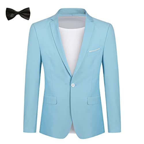 Allthemen Sakko Herren Slim Fit Sportlich Anzugjacke mit Fliege EIN Knopf Herren Blazer für Business Hochzeit Freizeit Blau 3XL von Allthemen