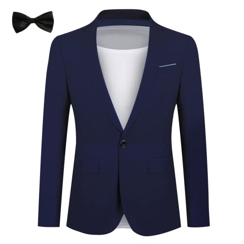 Allthemen Sakko Herren Slim Fit Sportlich Anzugjacke mit Fliege EIN Knopf Herren Blazer für Business Hochzeit Freizeit Dunkelblau 3XL von Allthemen