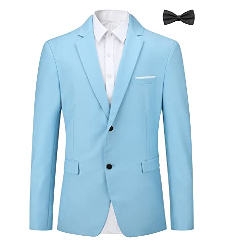 Allthemen Sakko Herren Slim Fit Sportlich Anzugjacke mit Fliege Zwei Knöpfe Herren Blazer für Business Hochzeit Freizeit Blau 3XL von Allthemen