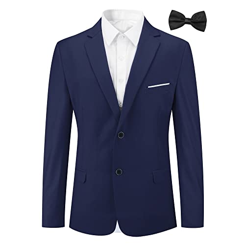 Allthemen Sakko Herren Slim Fit Sportlich Anzugjacke mit Fliege Zwei Knöpfe Herren Blazer für Business Hochzeit Freizeit Dunkelblau M von Allthemen