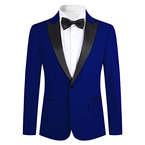 Allthemen Sakko Herren in Samt Optik Regular Fit Blazer Freizeit Smokingjacke für Hochzeit Blau L von Allthemen