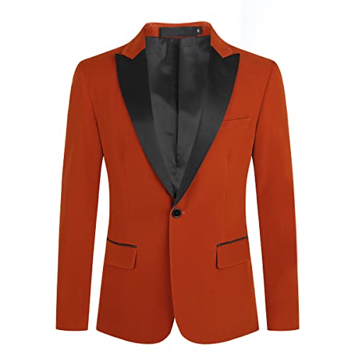 Allthemen Sakko Herren in Samt Optik Regular Fit Blazer Freizeit Smokingjacke für Hochzeit Orange L von Allthemen