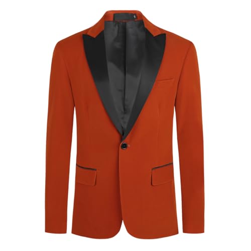 Allthemen Herren Sakko Samt Blazer Regular Fit Hochzeit Smoking Jacke für Party Orange L von Allthemen