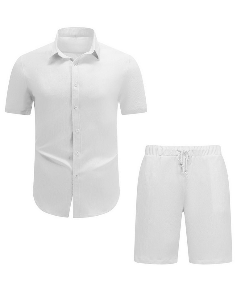Allthemen Shirt & Hose (2 tlg, Kurzarmhemd & Shorts) Freizeitset Unifarben Sommerhemd und Shorts von Allthemen