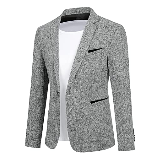 Allthemen Herren Sakko Sportlich Baumwolle Blazer Slim Fit Modern Jackett Jacke Casual Anzugjacke für Männer # Grau L von Allthemen