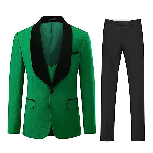 Allthemen Smoking Herren 3 Teilig Anzug Slim Fit 1 Knopf Tuxedo Schalkragen Partyanzug für Hochzeit Abschlussball Grün L von Allthemen