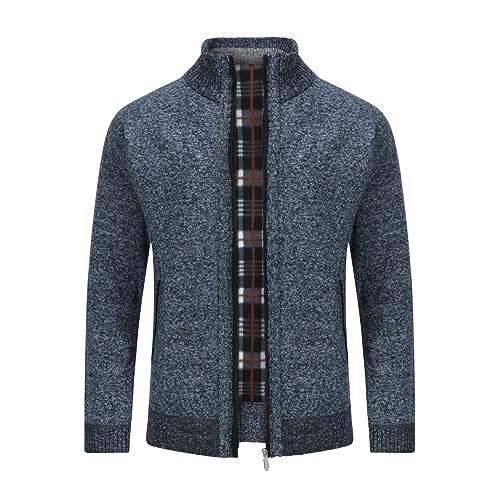 Allthemen Strickjacke Herren Cardigan Gefüttert Grobstrick Pullover Warm Übergangsjacke für Freizeit Winter #8758 Blau 3XL von Allthemen