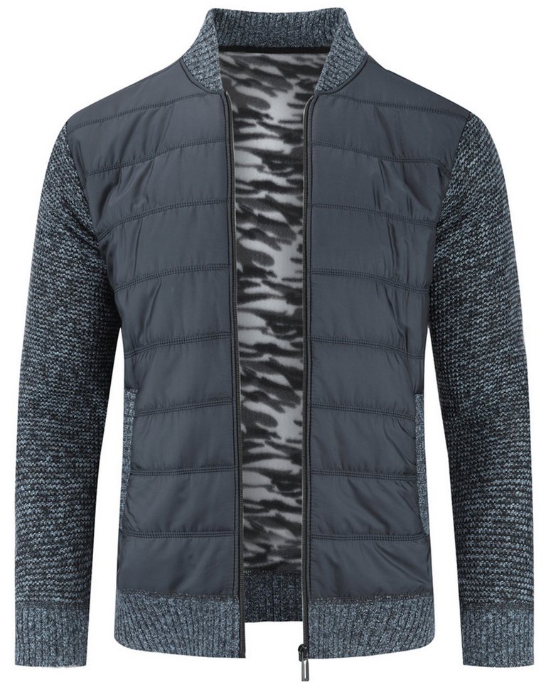 Allthemen Strickjacke Herren Patchwork-Design Cardigan mit Reißverschluss von Allthemen