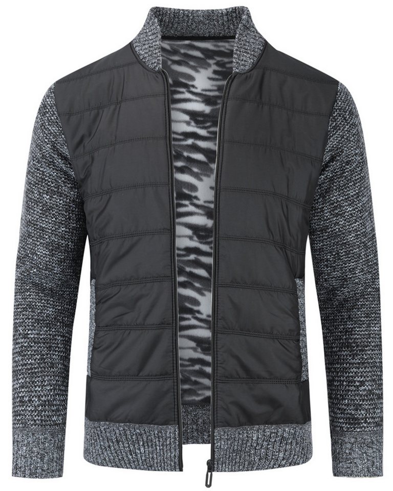 Allthemen Strickjacke Herren Patchwork-Design Cardigan mit Reißverschluss von Allthemen