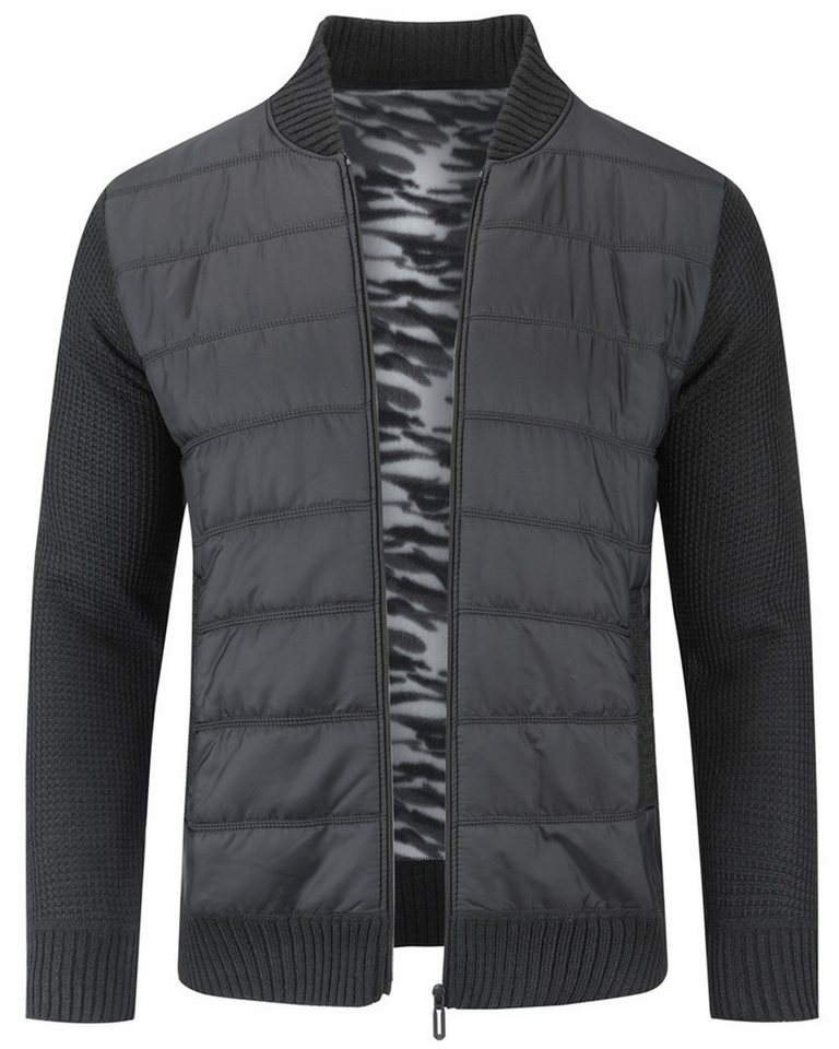 Allthemen Strickjacke Herren Patchwork-Design Cardigan mit Reißverschluss von Allthemen