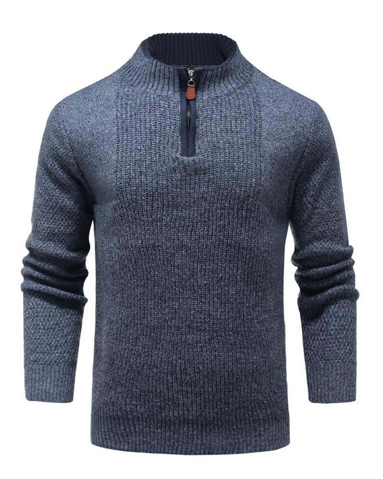 Allthemen Strickpullover mit Reißverschluss Troyer Zip Herren casual Stehkragenpullover von Allthemen