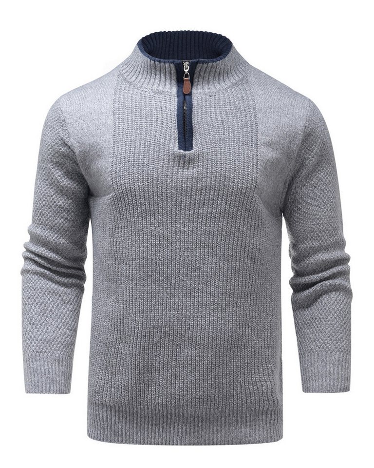Allthemen Strickpullover mit Reißverschluss Troyer Zip Herren casual Stehkragenpullover von Allthemen