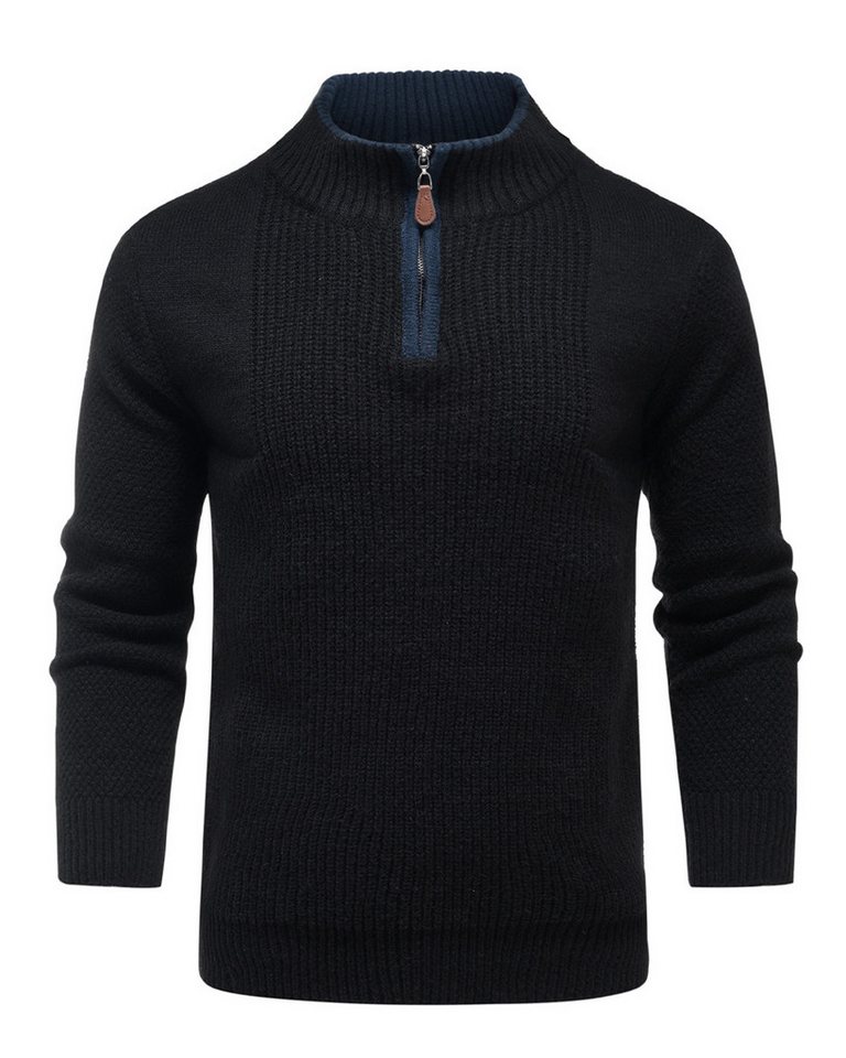 Allthemen Strickpullover mit Reißverschluss Troyer Zip Herren casual Stehkragenpullover von Allthemen