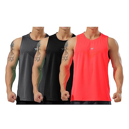 Allthemen Tank Top Herren Sport Schnelltrocknen Unterhemd Ärmelloses Weste Sommer Muskelshirt für Fitnessstudio 3er Set 2 L von Allthemen