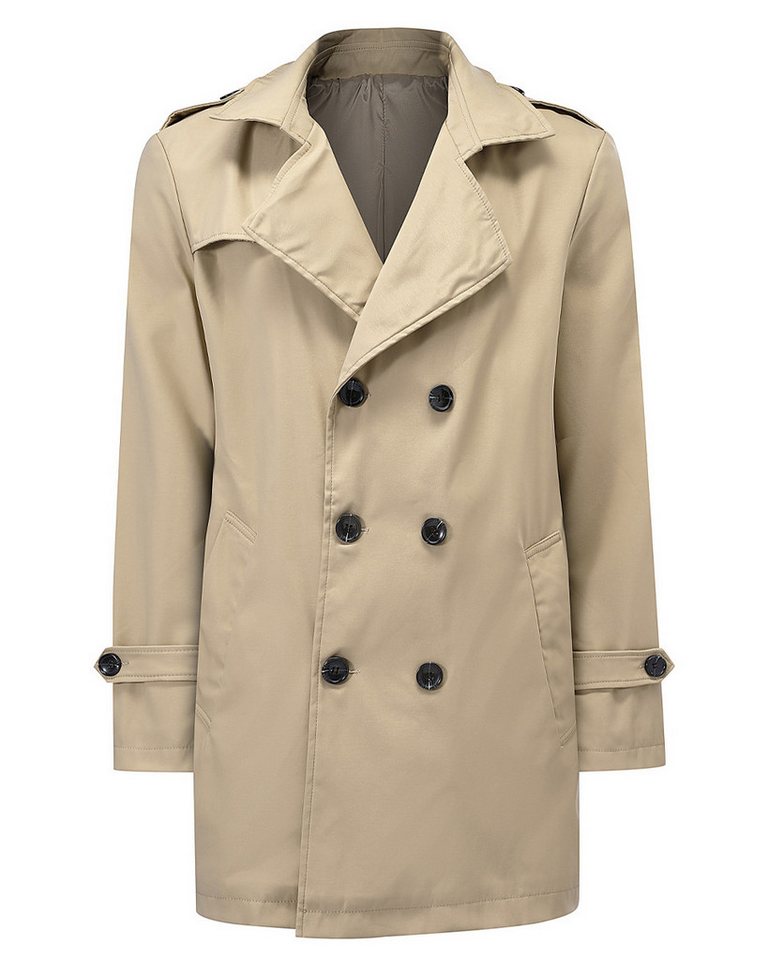 Allthemen Trenchcoat zweireihig Herren eleganter Kurzmantel Mittellange Herbstjacke von Allthemen
