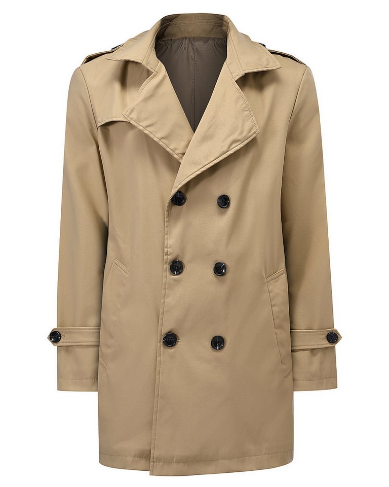 Allthemen Trenchcoat zweireihig Herren eleganter Kurzmantel Mittellange Herbstjacke von Allthemen