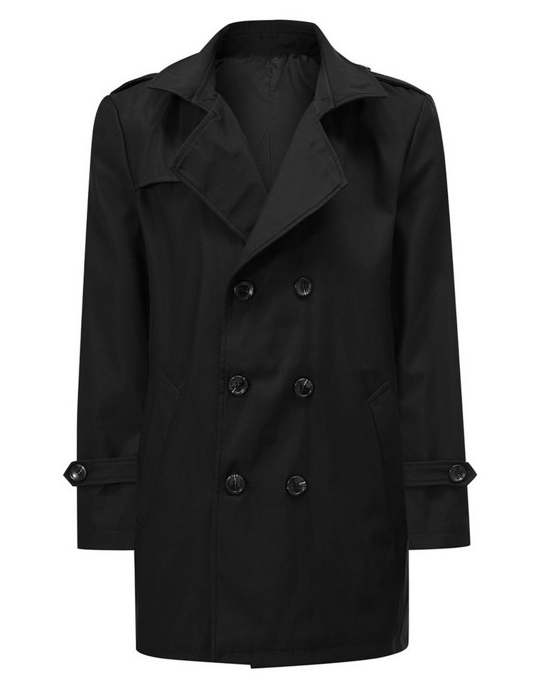 Allthemen Trenchcoat zweireihig Herren eleganter Kurzmantel Mittellange Herbstjacke von Allthemen