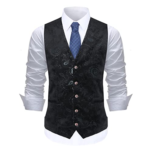 Allthemen Weste Herren Westen Gilet Jacquard Anzugweste für Hochzeit und Party Schwarz XL Allthemen Weste Herren Westen Gilet Jacquard Anzugweste für Hochzeit und Party Schwarz XL von Allthemen