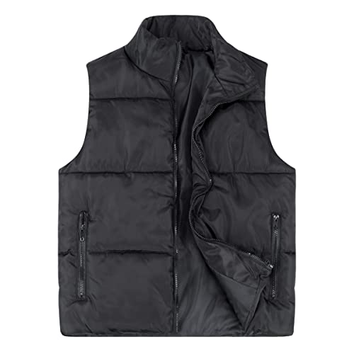 Allthemen Weste Herren Winter Outdoor Steppweste mit Stehkragen Warme Leicht Daunenweste Bodywarmer Gilet Ärmellos Jacke Schwarz XXL von Allthemen