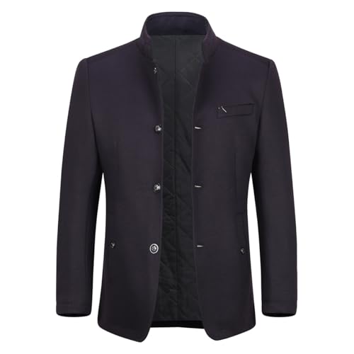 Allthemen Wintermantel Herren Kurzmantel Slim Fit Mantel mit Stehkragen Wolle Warm Wollmantel Business Freizeit Weinrot XL von Allthemen