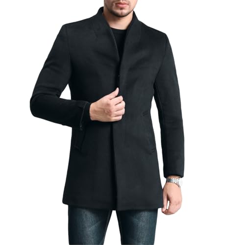 Allthemen Wintermantel Herren Mantel Slim Lang Wollmantel Business Trenchcoat Mantel Herren Winter Marineblau M von Allthemen